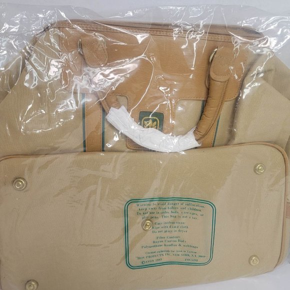 New Sealed 1983 The Great Big Bag By Avon Tan Large Canvas Tote w/ Luggage Tag - Picture 5 of 8